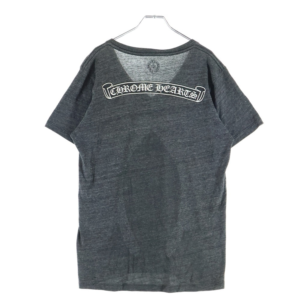 CHROME HEARTS(クロムハーツ) フレアニープリント ロゴ Vネック Tシャツ 半袖 グレー コットン 2212-304-3626
