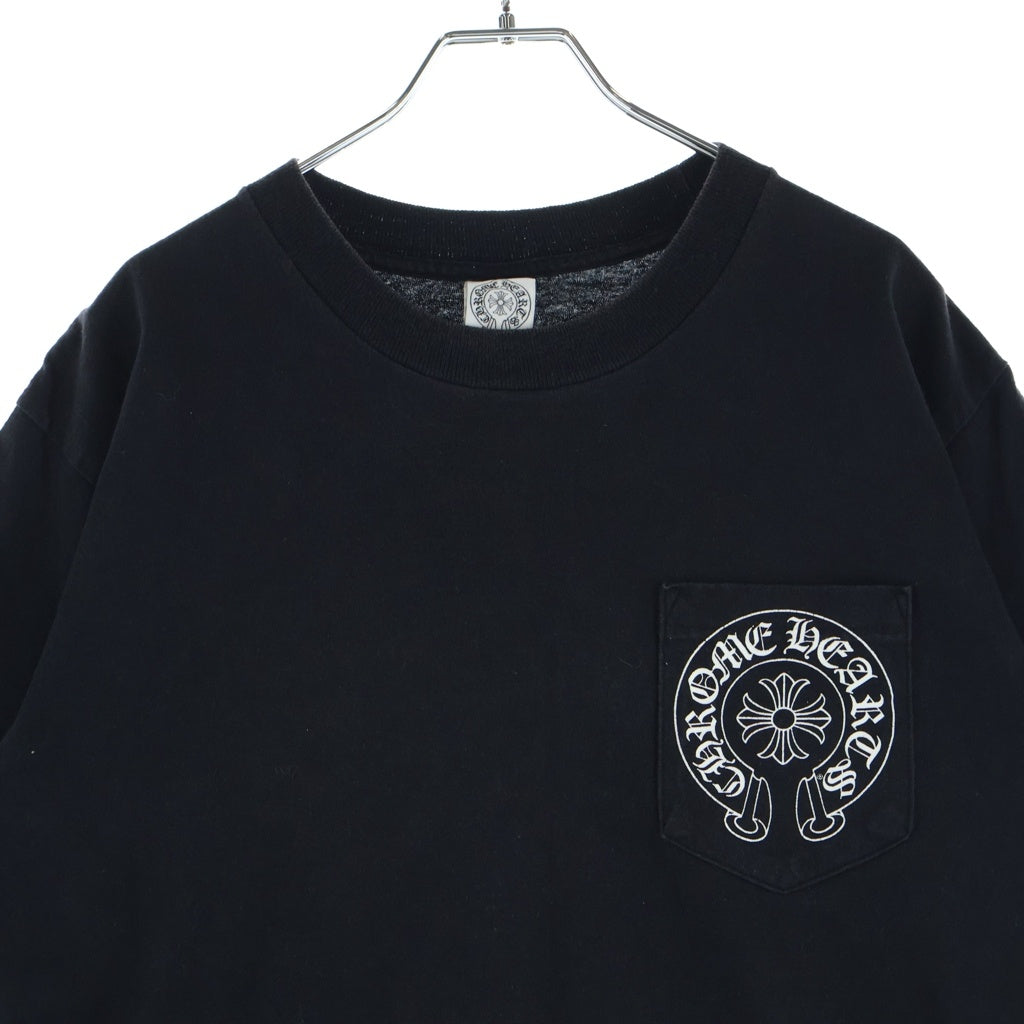 CHROME HEARTS(クロムハーツ) OLD CH PULS オールド プラス ロゴデザイン クルーネック カットソー 半袖Tシャツ ブラック