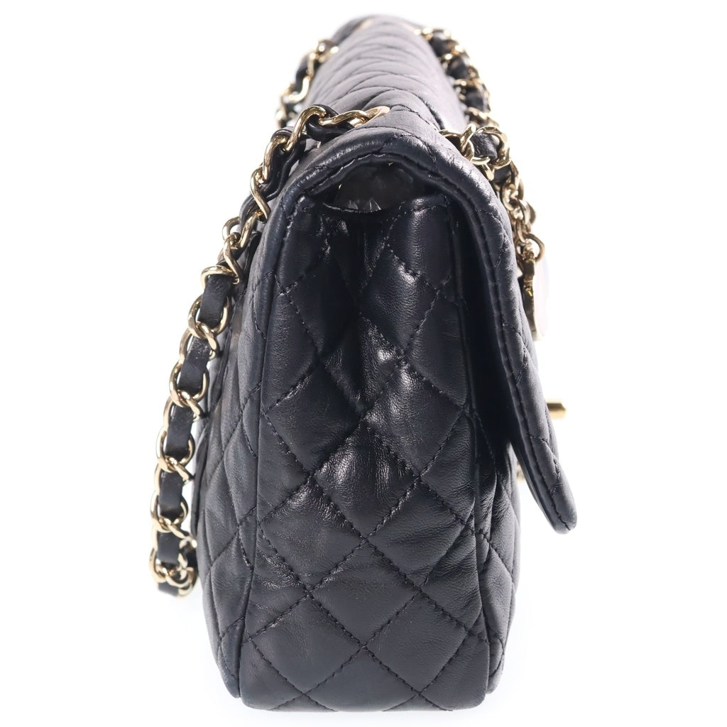 CHANEL(シャネル) マトラッセ25 バレンタイン ハートチャーム チェーンショルダーバッグ ブラック ラムスキン 13番台 ゴールド金具 レディース