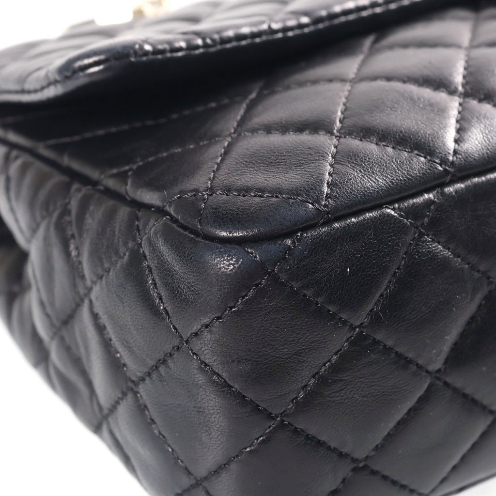 CHANEL(シャネル) マトラッセ25 バレンタイン ハートチャーム チェーンショルダーバッグ ブラック ラムスキン 13番台 ゴールド金具 レディース