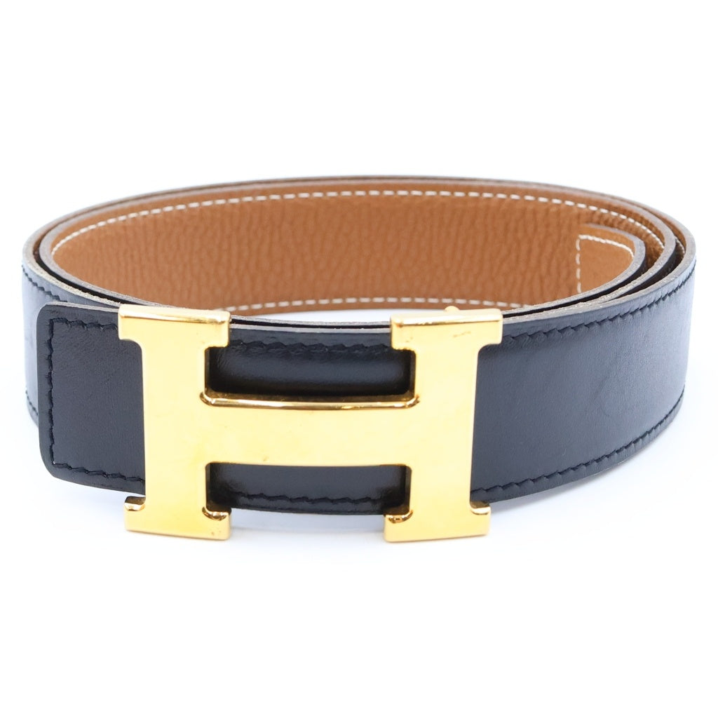 HERMES(エルメス) コンスタンス リバーシブルレザー Hベルト ブラック×ブラウン ボックスカーフ □K刻印 ゴールド金具