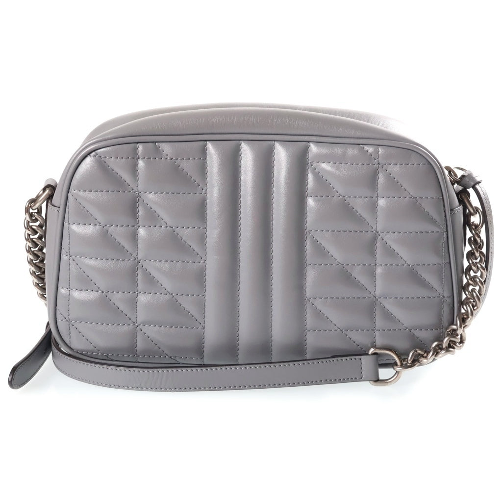 GUCCI(グッチ) GGマーモント ショルダーバッグ チェーンバッグ グレー レザー 447632 シルバー金具 レディース