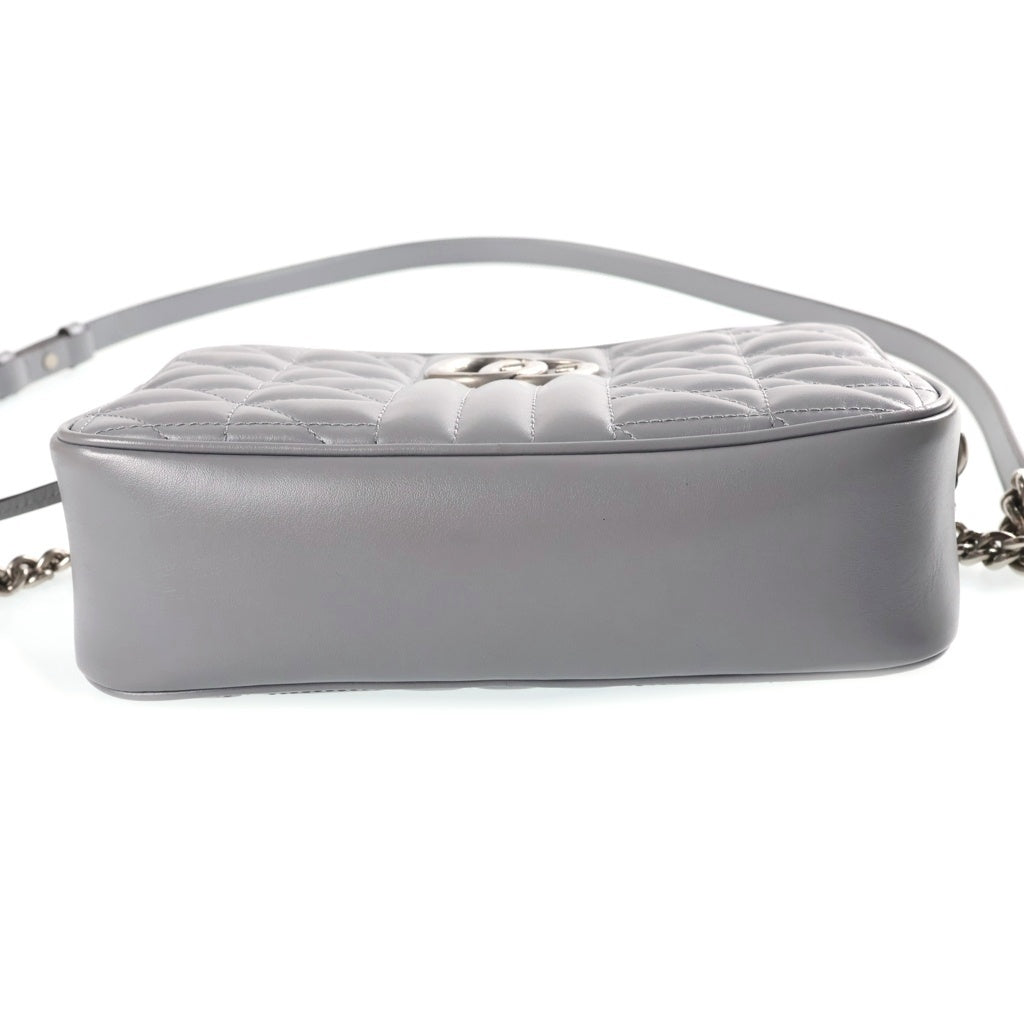 GUCCI(グッチ) GGマーモント ショルダーバッグ チェーンバッグ グレー レザー 447632 シルバー金具 レディース
