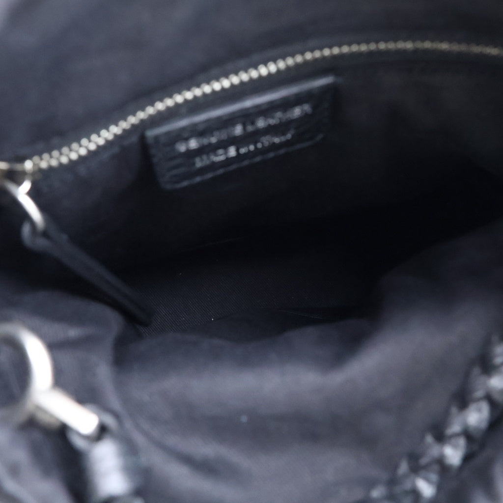 Maison Margiela(メゾンマルジェラ) 四つタグ カメラバッグ チェーンショルダーバッグ ブラック レザー シルバー金具 レディース
