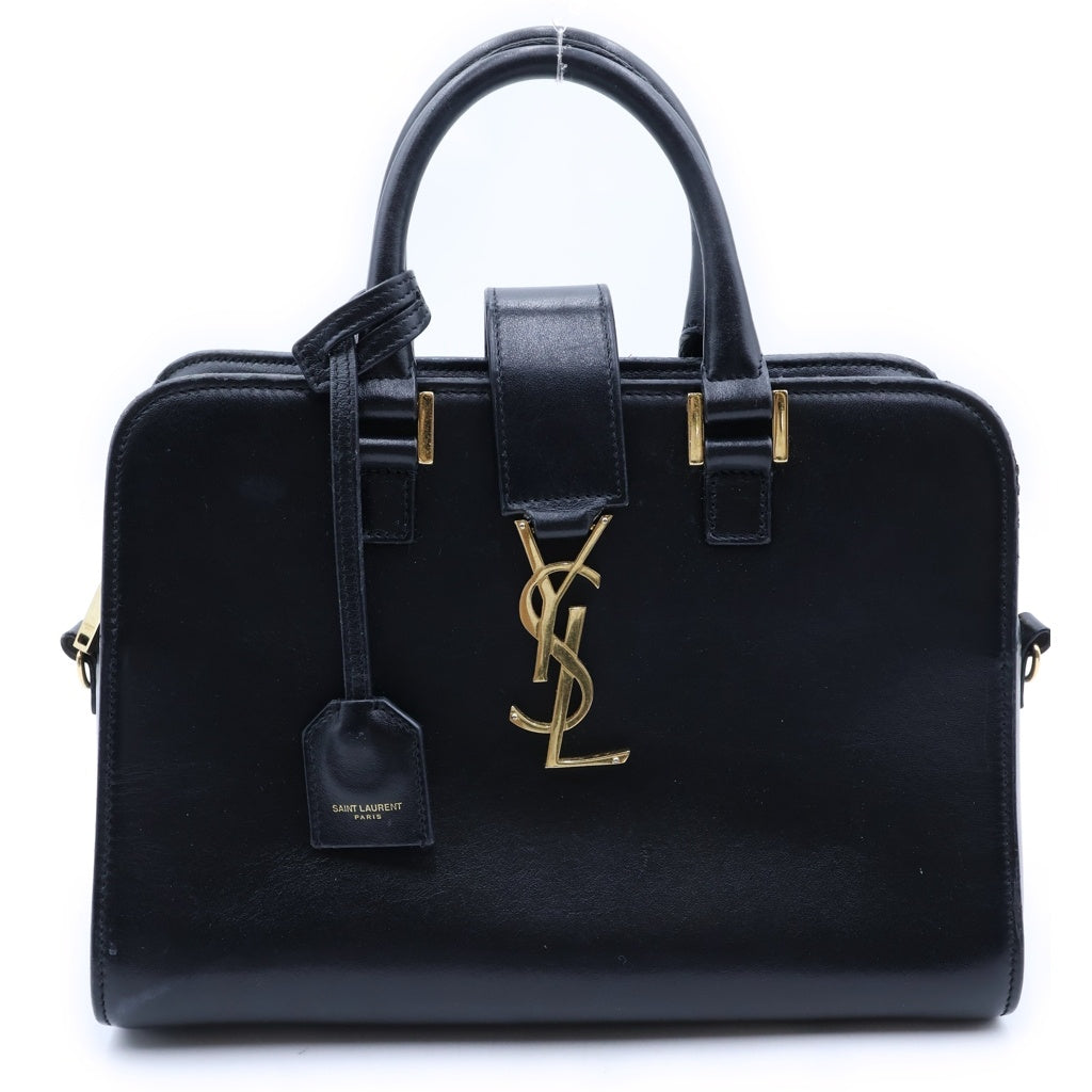 SAINT LAURENT PARIS(サンローランパリ) ベイビーカバス 2WAYバッグ ハンドバッグ ショルダーバッグ ブラック レザー 568853 ゴールド金具 レディース
