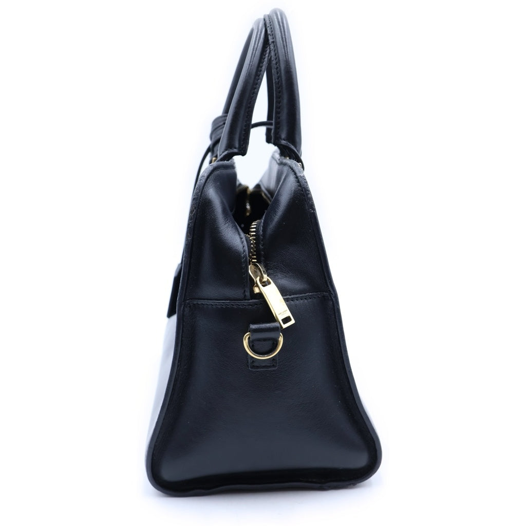 SAINT LAURENT PARIS(サンローランパリ) ベイビーカバス 2WAYバッグ ハンドバッグ ショルダーバッグ ブラック レザー 568853 ゴールド金具 レディース
