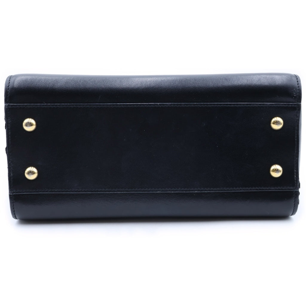 SAINT LAURENT PARIS(サンローランパリ) ベイビーカバス 2WAYバッグ ハンドバッグ ショルダーバッグ ブラック レザー 568853 ゴールド金具 レディース