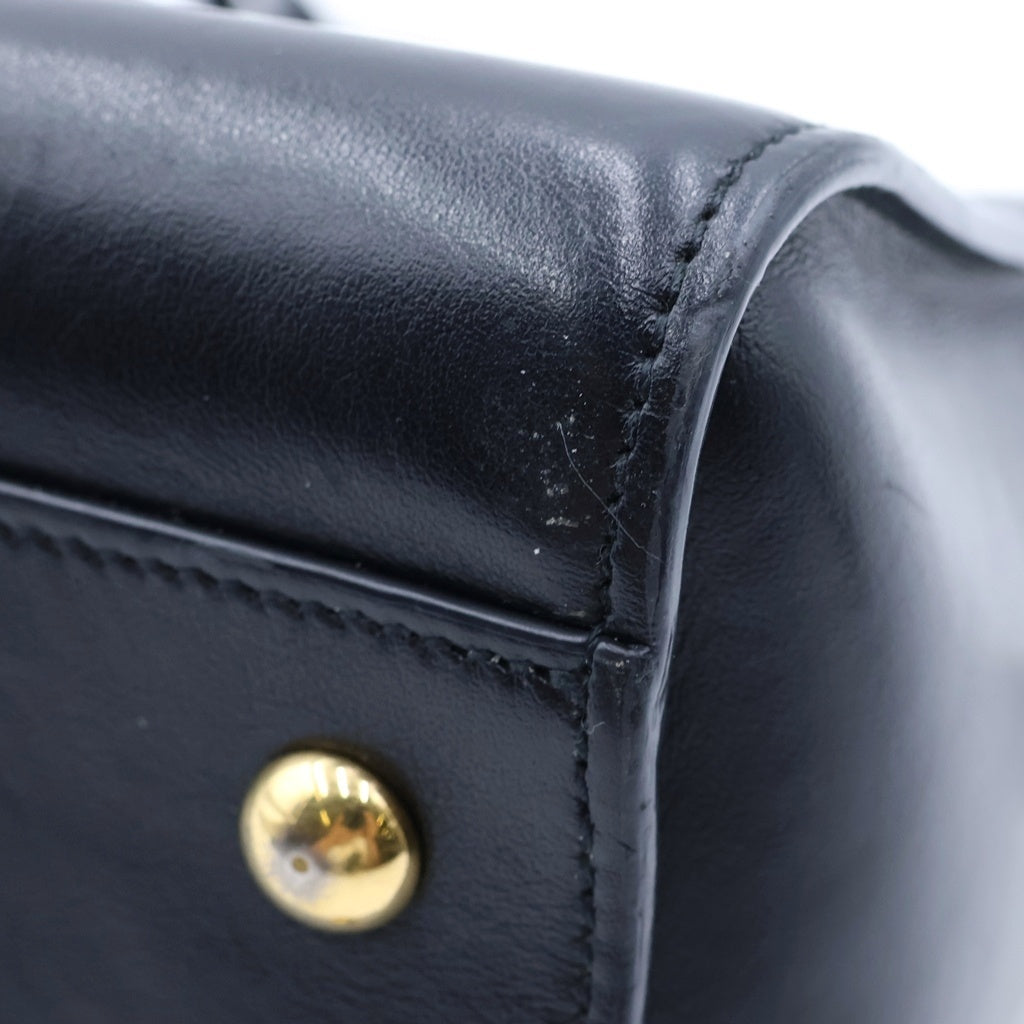 SAINT LAURENT PARIS(サンローランパリ) ベイビーカバス 2WAYバッグ ハンドバッグ ショルダーバッグ ブラック レザー 568853 ゴールド金具 レディース