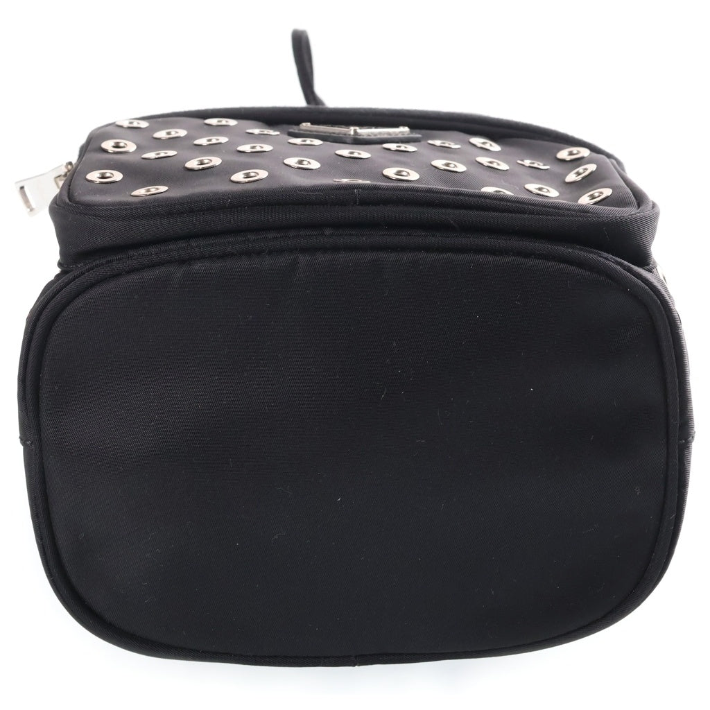 PRADA(プラダ) パンチング 2WAYハンドバッグ ショルダーバッグ ブラック レザー×ナイロン 1NE864 シルバー金具 レディース