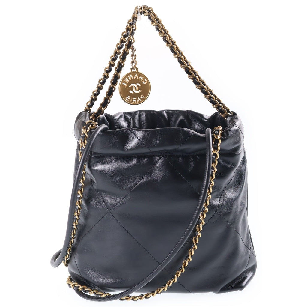CHANEL(シャネル) シャネル22 ミニ チェーンショルダーバッグ ブラック カーフスキン AS3980 ゴールド金具 レディース