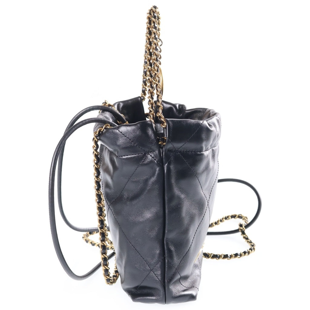 CHANEL(シャネル) シャネル22 ミニ チェーンショルダーバッグ ブラック カーフスキン AS3980 ゴールド金具 レディース