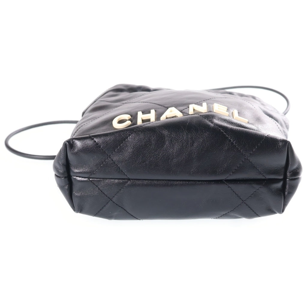 CHANEL(シャネル) シャネル22 ミニ チェーンショルダーバッグ ブラック カーフスキン AS3980 ゴールド金具 レディース