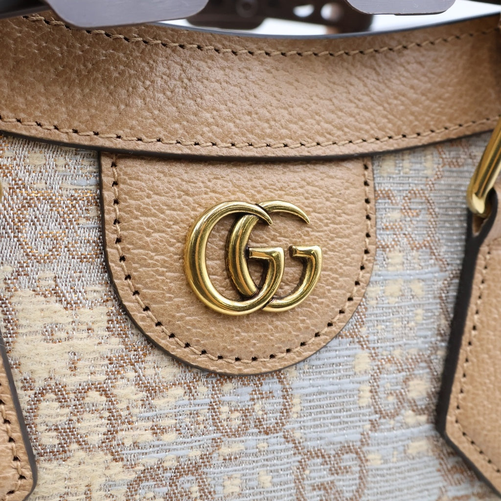 GUCCI(グッチ) ×HOSOO 細尾 ダイアナ スモール 西陣織 バンブー キャンバス レザー 2WAY ハンド ショルダーバッグ ベージュ 702721
