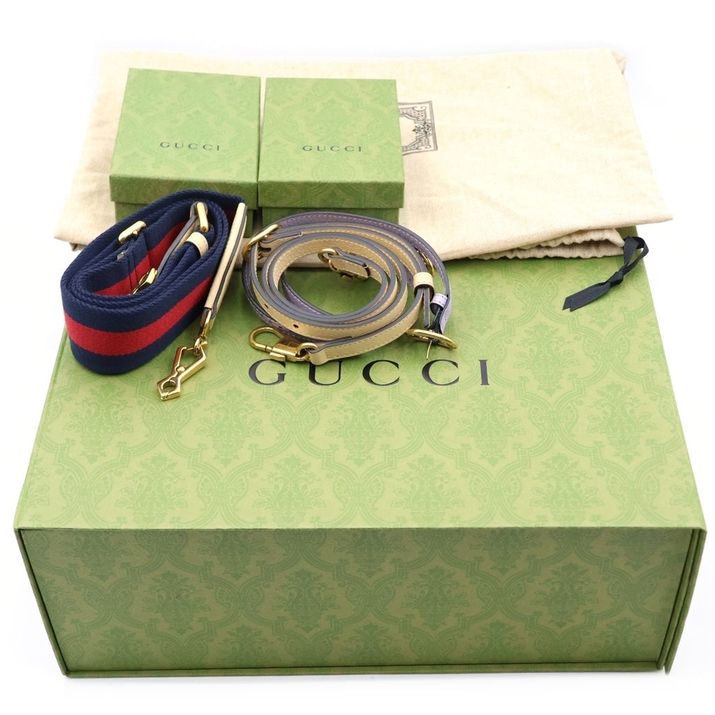 GUCCI(グッチ) ×HOSOO 細尾 ダイアナ スモール 西陣織 バンブー キャンバス レザー 2WAY ハンド ショルダーバッグ ベージュ/ライトブルー 702721 レディース