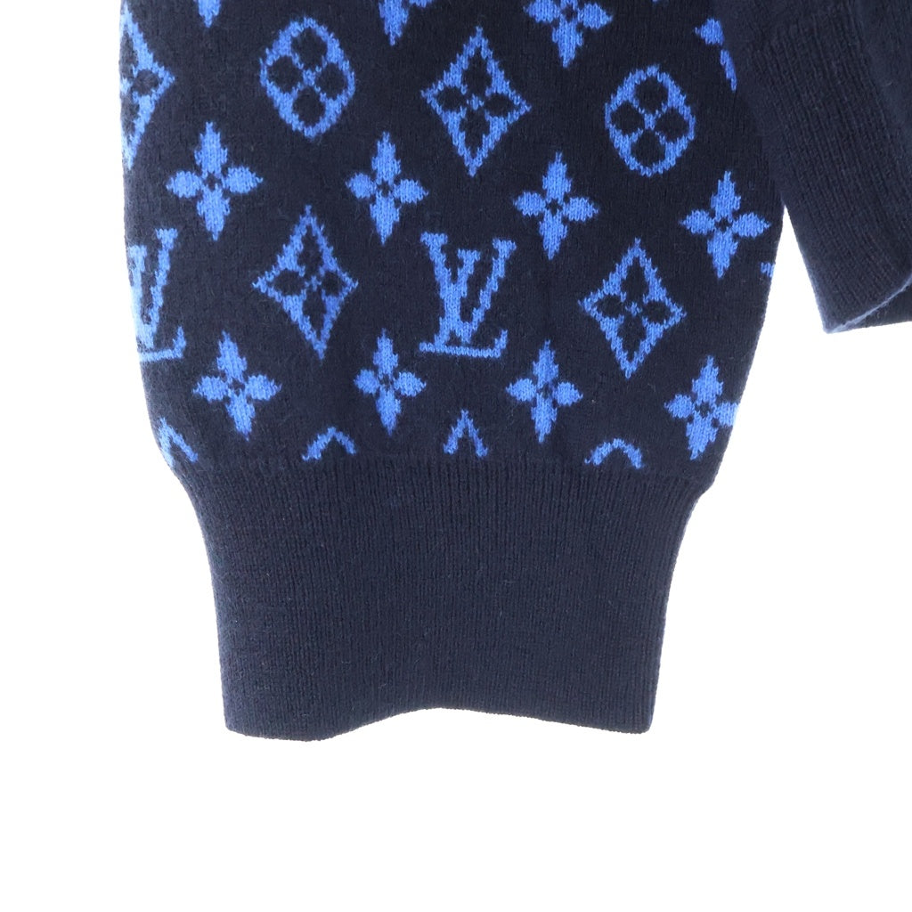 LOUIS VUITTON(ルイヴィトン) モノグラム ミックス カシミヤカーディガン ブルー×ネイビー L HON43WR93