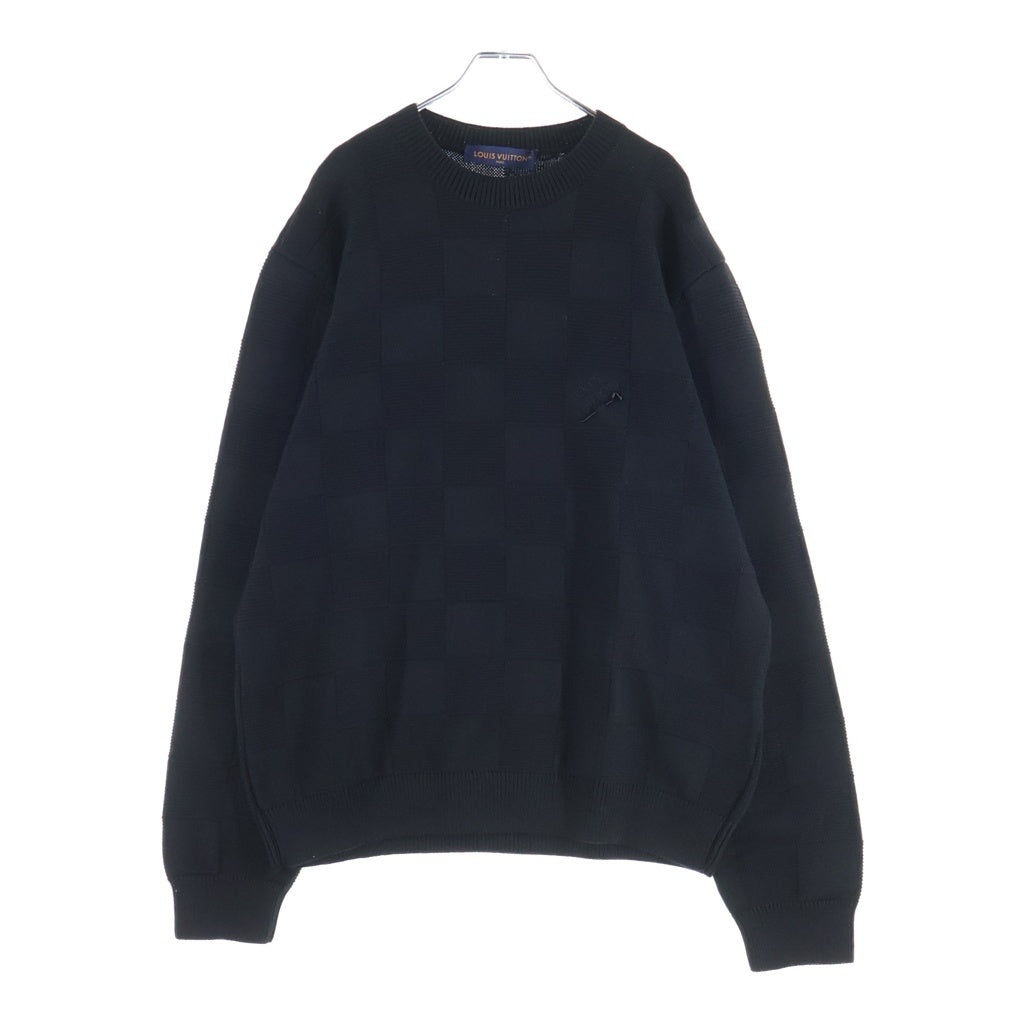 LOUIS VUITTON(ルイヴィトン) ダミエデザインクルーネックニット ブラック XL HNN41WTBY