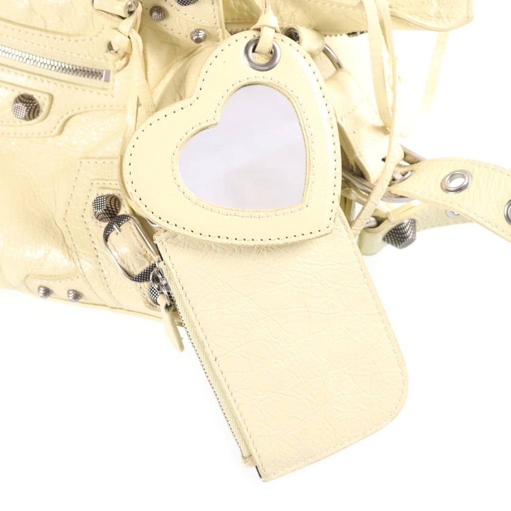 BALENCIAGA(バレンシアガ) ネオ カゴール 2WAYハンドバッグ ショルダーバッグ ライトイエロー レザー XS 700940 シルバー金具 レディース