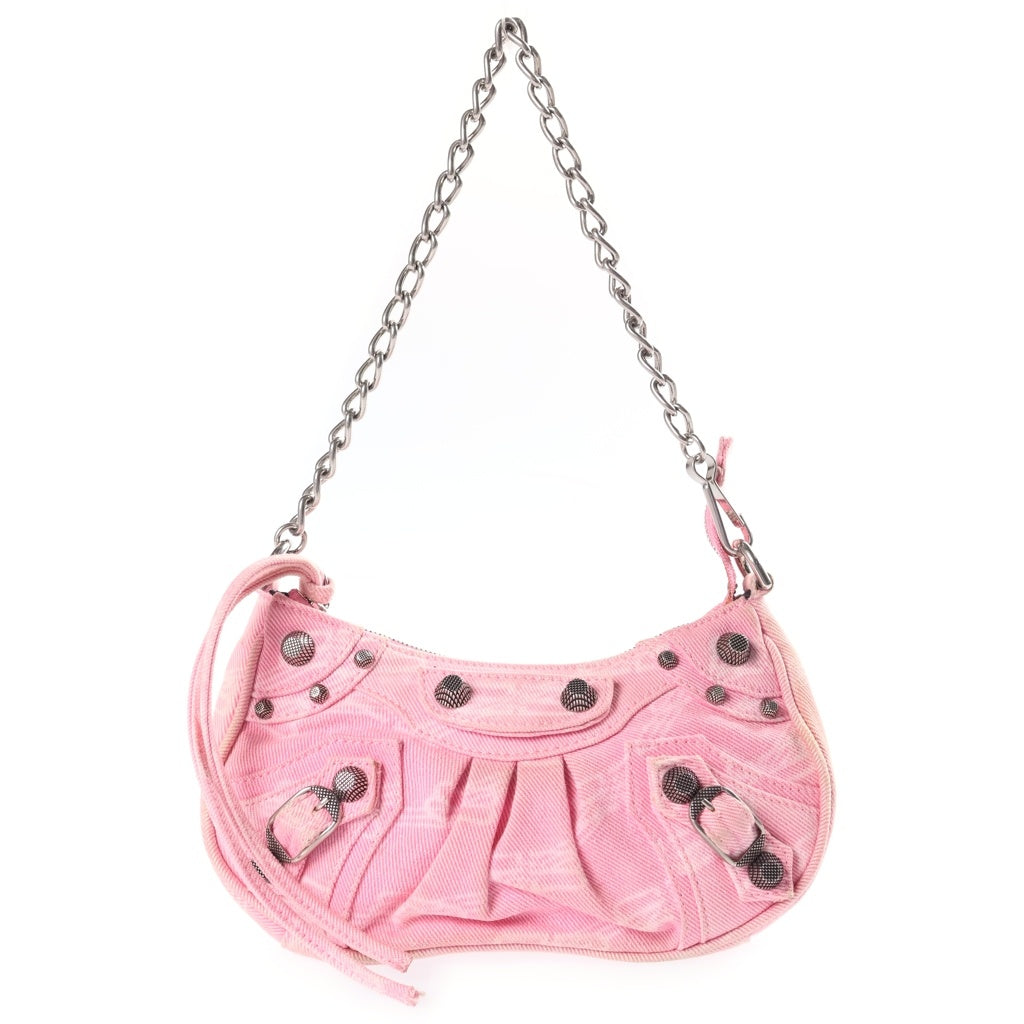BALENCIAGA(バレンシアガ) ルカゴール 2wayショルダーバッグ ハンドバッグ ピンク デニム 695814 シルバー金具 レディース