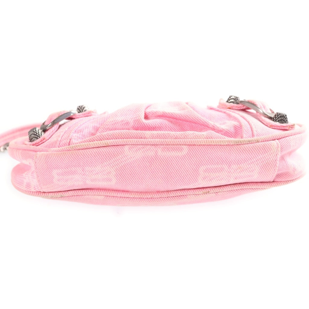 BALENCIAGA(バレンシアガ) ルカゴール 2wayショルダーバッグ ハンドバッグ ピンク デニム 695814 シルバー金具 レディース