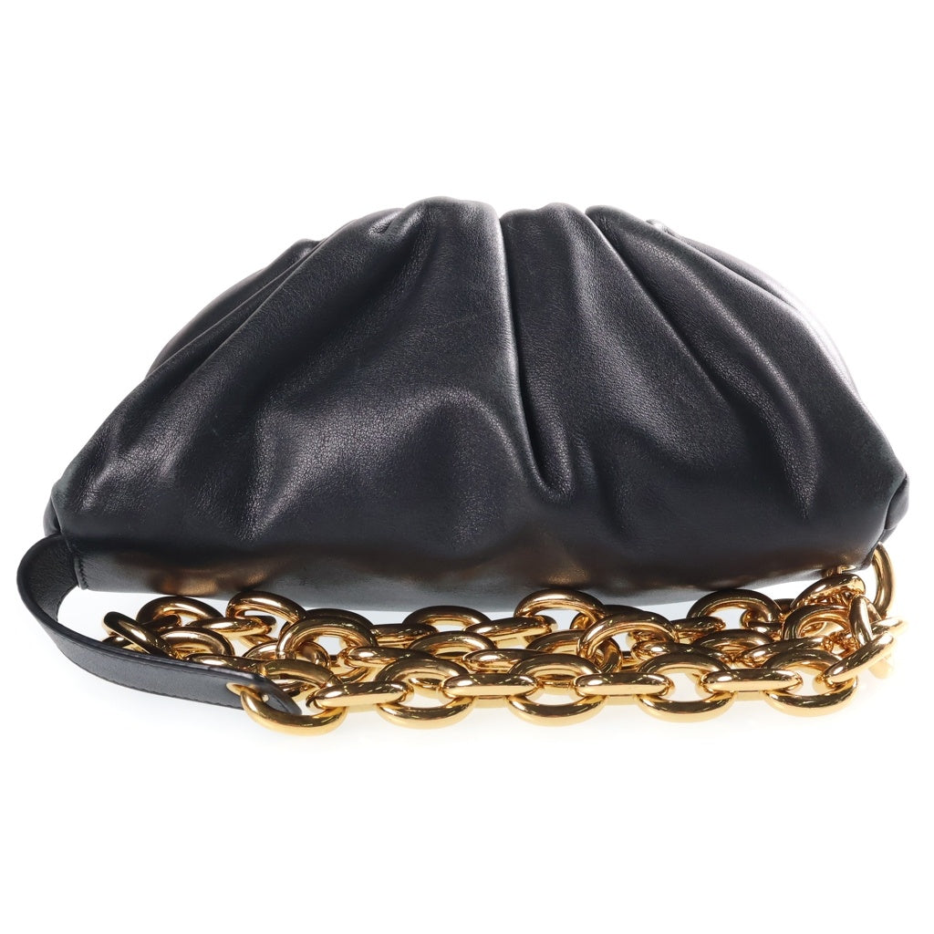 BOTTEGA VENETA(ボッテガヴェネタ) ザチェーンポーチ チェーンショルダーバッグ ブラック レザー ゴールド金具 レディース