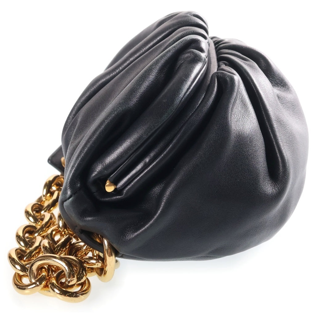 BOTTEGA VENETA(ボッテガヴェネタ) ザチェーンポーチ チェーンショルダーバッグ ブラック レザー ゴールド金具 レディース