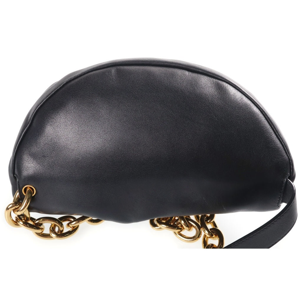 BOTTEGA VENETA(ボッテガヴェネタ) ザチェーンポーチ チェーンショルダーバッグ ブラック レザー ゴールド金具 レディース