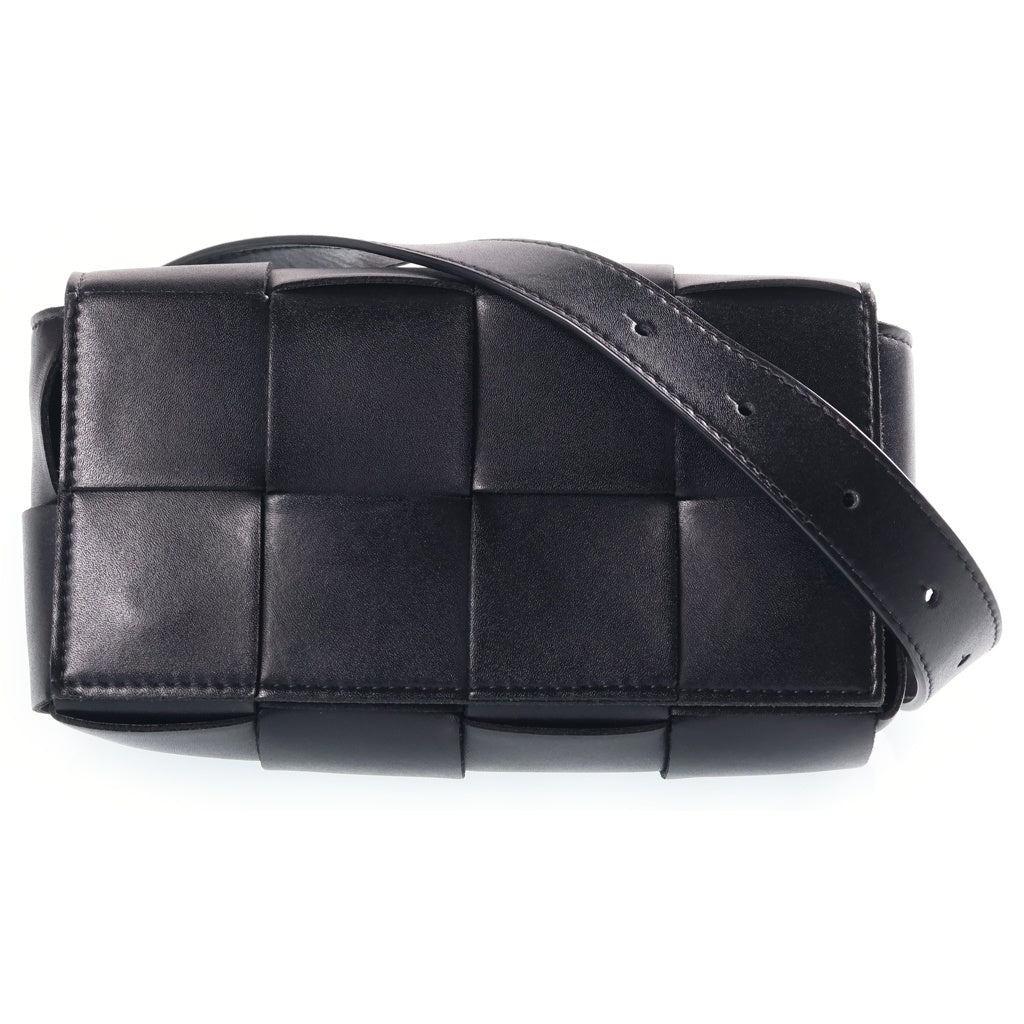 BOTTEGA VENETA(ボッテガヴェネタ) カセット ウエストバッグ ショルダーバッグ ブラック レザー レディース