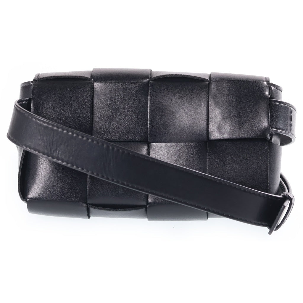 BOTTEGA VENETA(ボッテガヴェネタ) カセット ウエストバッグ ショルダーバッグ ブラック レザー レディース
