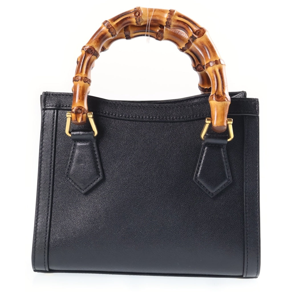 GUCCI(グッチ) ダイアナ ミニ バンブー 2WAYハンドバッグ ショルダーバッグ ブラック レザー 655661 ゴールド金具 レディース