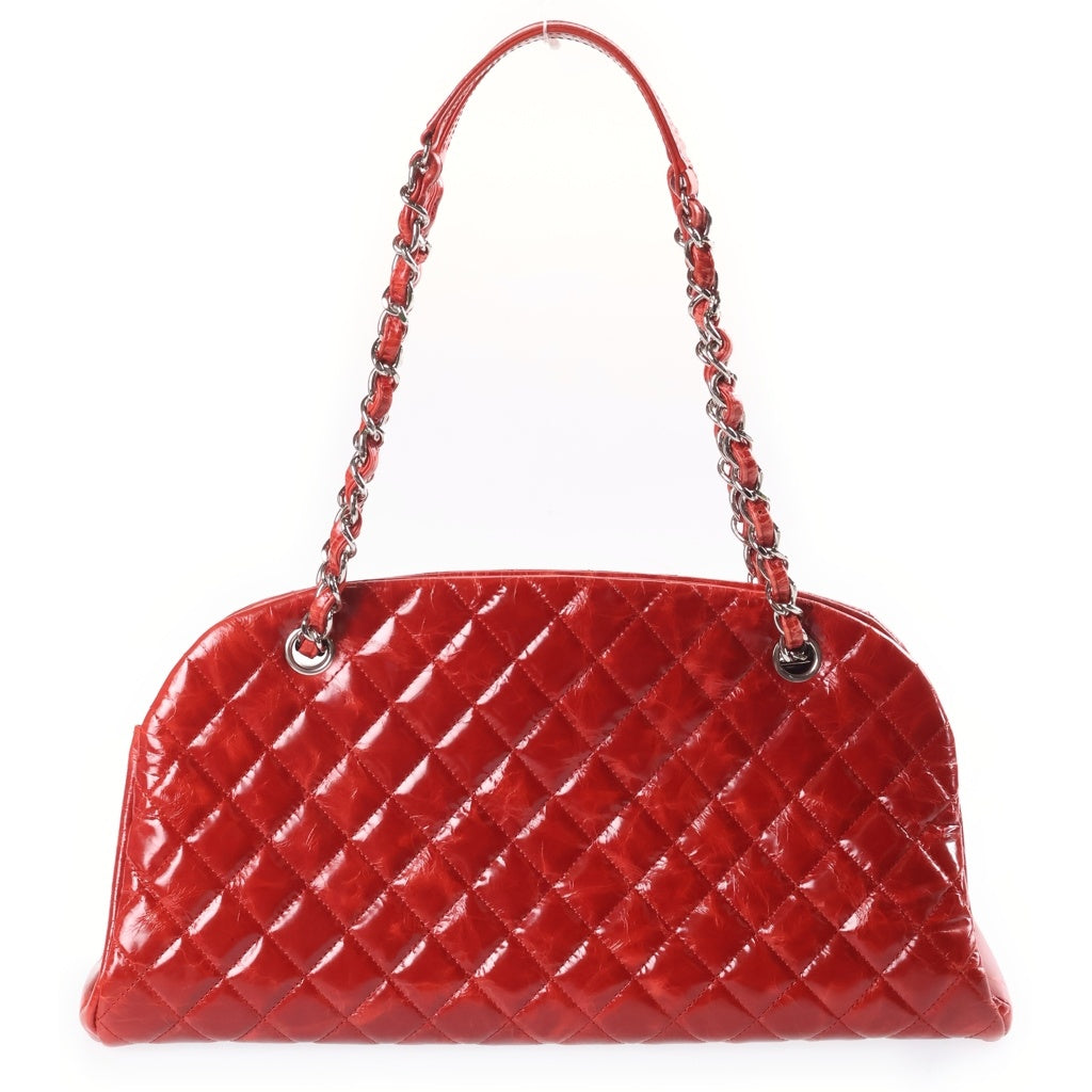 CHANEL(シャネル) マドモアゼル ボーリングバッグ ハンドバッグ チェーンショルダーバッグ レッド ヴィンテージカーフ 15番台 シルバー金具 レディース
