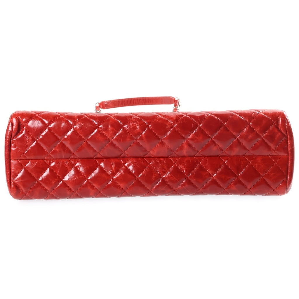 CHANEL(シャネル) マドモアゼル ボーリングバッグ ハンドバッグ チェーンショルダーバッグ レッド ヴィンテージカーフ 15番台 シルバー金具 レディース