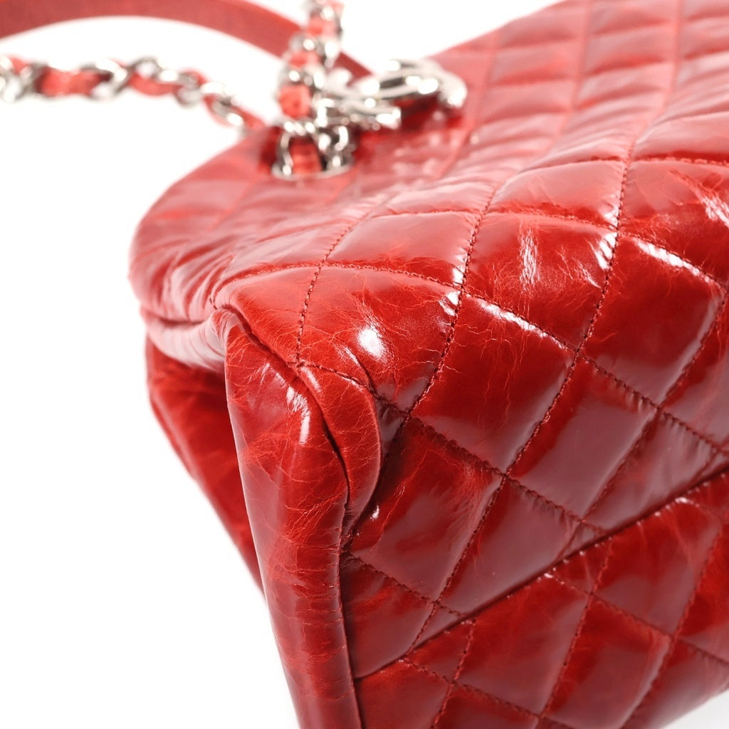 CHANEL(シャネル) マドモアゼル ボーリングバッグ ハンドバッグ チェーンショルダーバッグ レッド ヴィンテージカーフ 15番台 シルバー金具 レディース