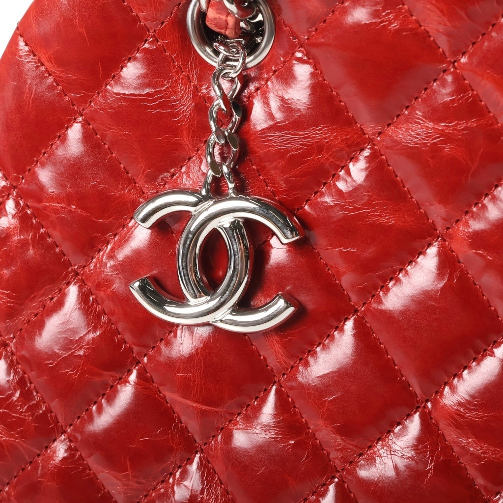 CHANEL(シャネル) マドモアゼル ボーリングバッグ ハンドバッグ チェーンショルダーバッグ レッド ヴィンテージカーフ 15番台 シルバー金具 レディース