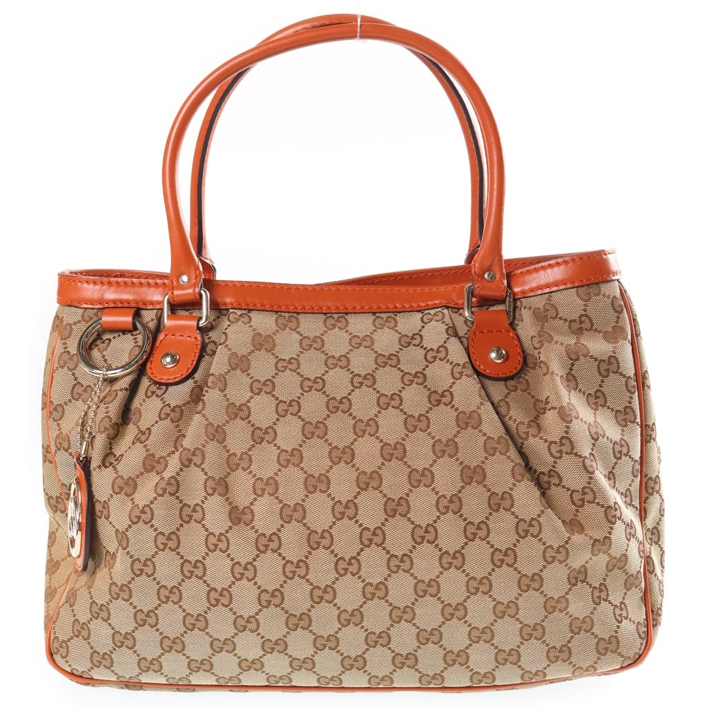 GUCCI(グッチ) スーキー GGキャンバス ハンドバッグ トートバッグ ベージュ×オレンジ レザー×キャンバス 296835 ゴールド金具 レディース