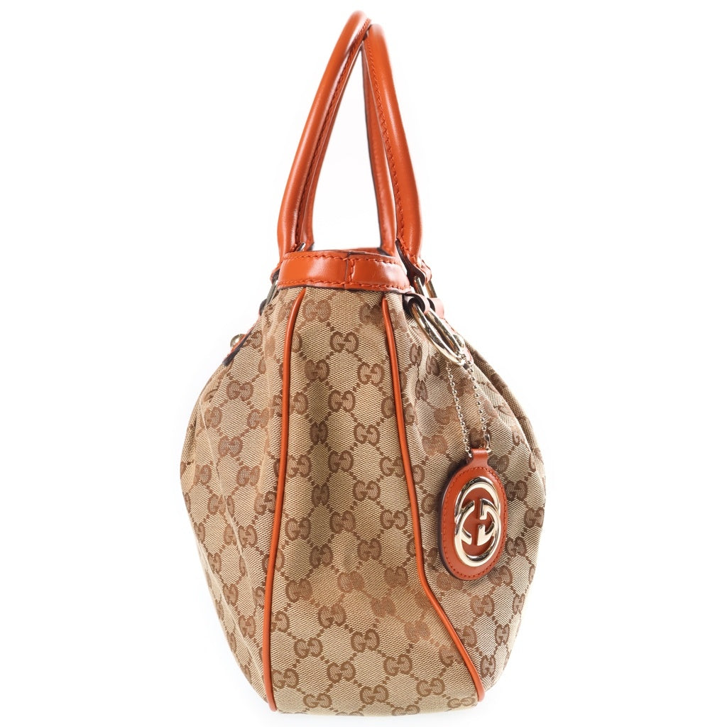 GUCCI(グッチ) スーキー GGキャンバス ハンドバッグ トートバッグ ベージュ×オレンジ レザー×キャンバス 296835 ゴールド金具 レディース