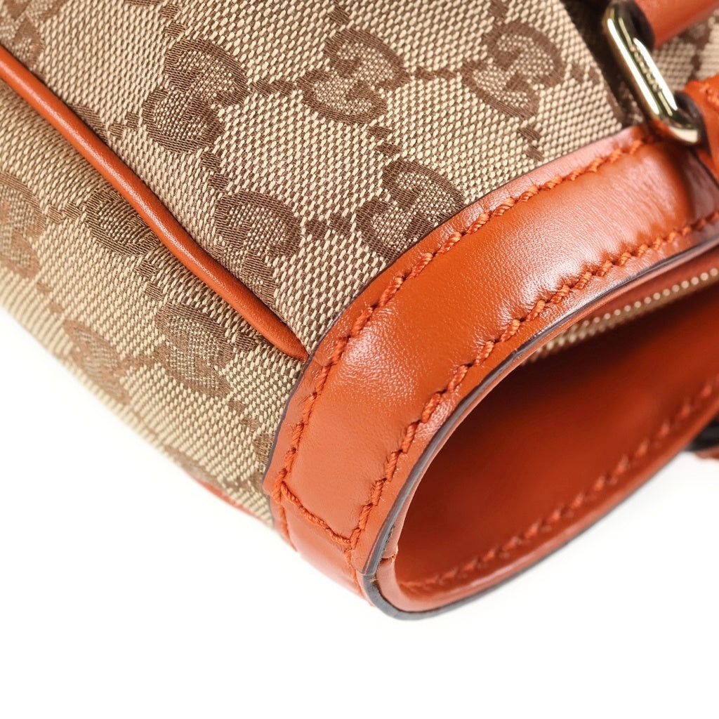 GUCCI(グッチ) スーキー GGキャンバス ハンドバッグ トートバッグ ベージュ×オレンジ レザー×キャンバス 296835 ゴールド金具 レディース