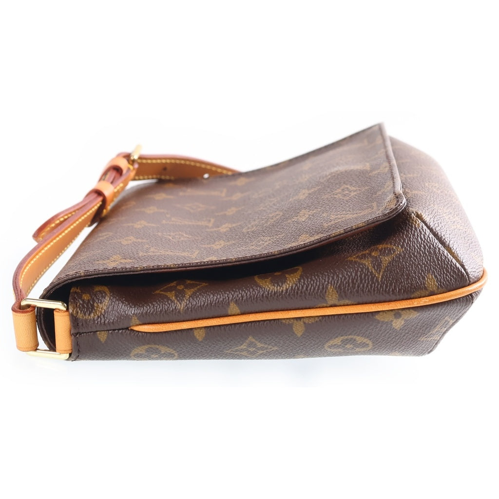 LOUIS VUITTON(ルイヴィトン) モノグラム ミュゼットタンゴ ショルダーバッグ ブラウン レザー×PVC M51388 ゴールド金具 レディース