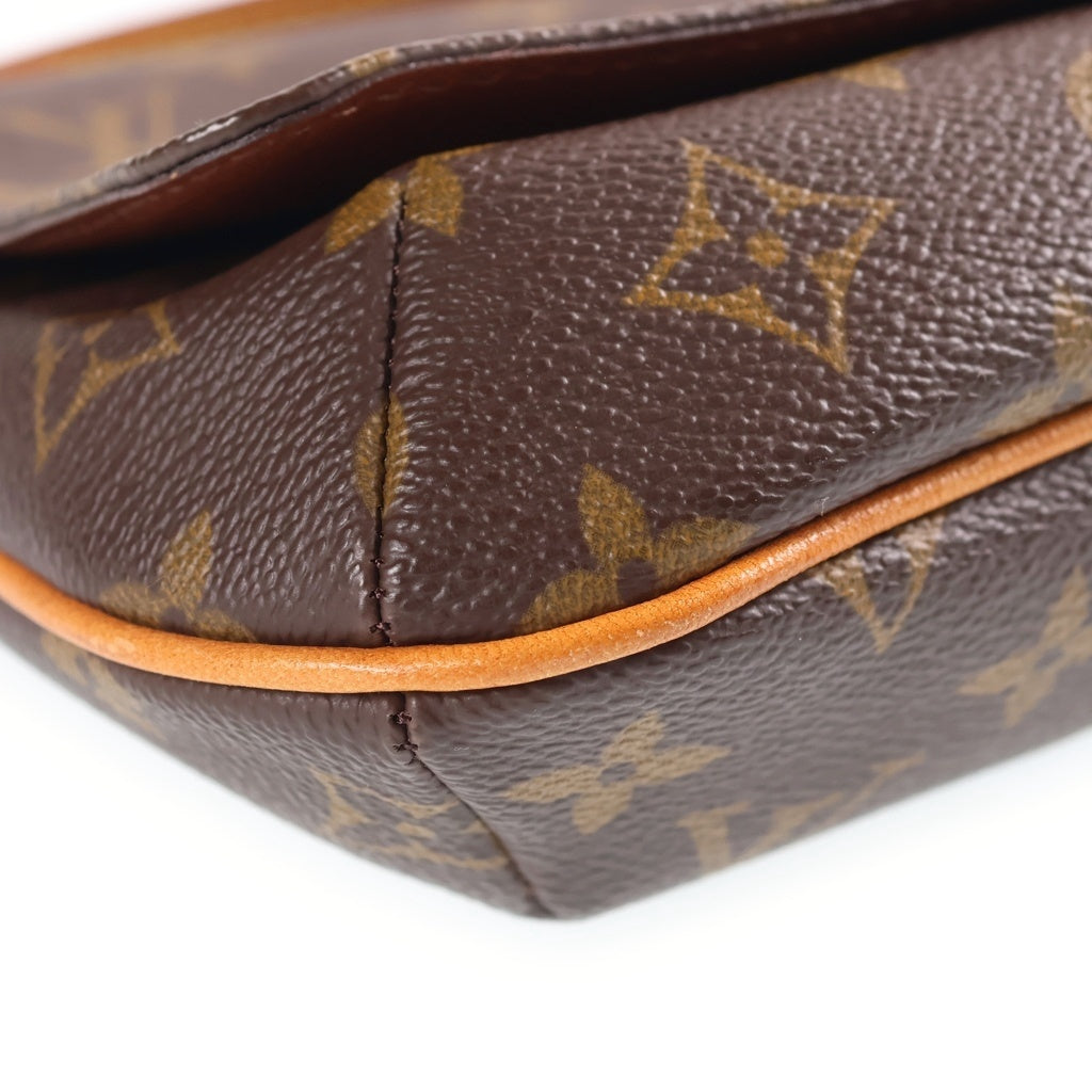 LOUIS VUITTON(ルイヴィトン) モノグラム ミュゼットタンゴ ショルダーバッグ ブラウン レザー×PVC M51388 ゴールド金具 レディース