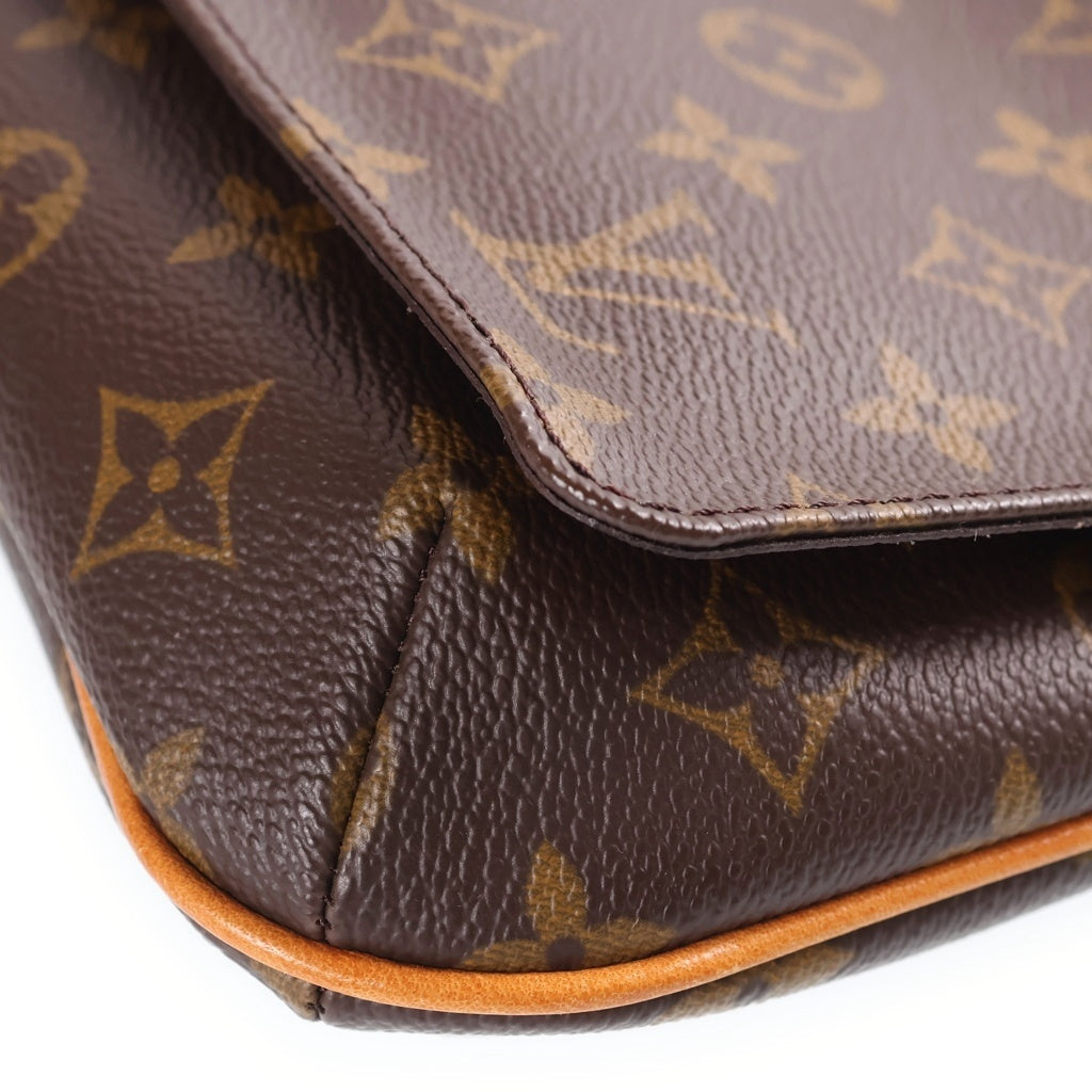 LOUIS VUITTON(ルイヴィトン) モノグラム ミュゼットタンゴ ショルダーバッグ ブラウン レザー×PVC M51388 ゴールド金具 レディース