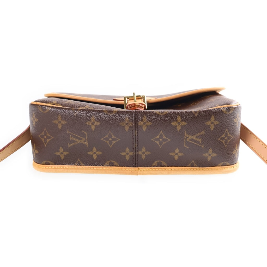 LOUIS VUITTON(ルイヴィトン) モノグラム ソローニュ ワンショルダーバッグ ブラウン レザー×PVC M42250 ゴールド金具 レディース