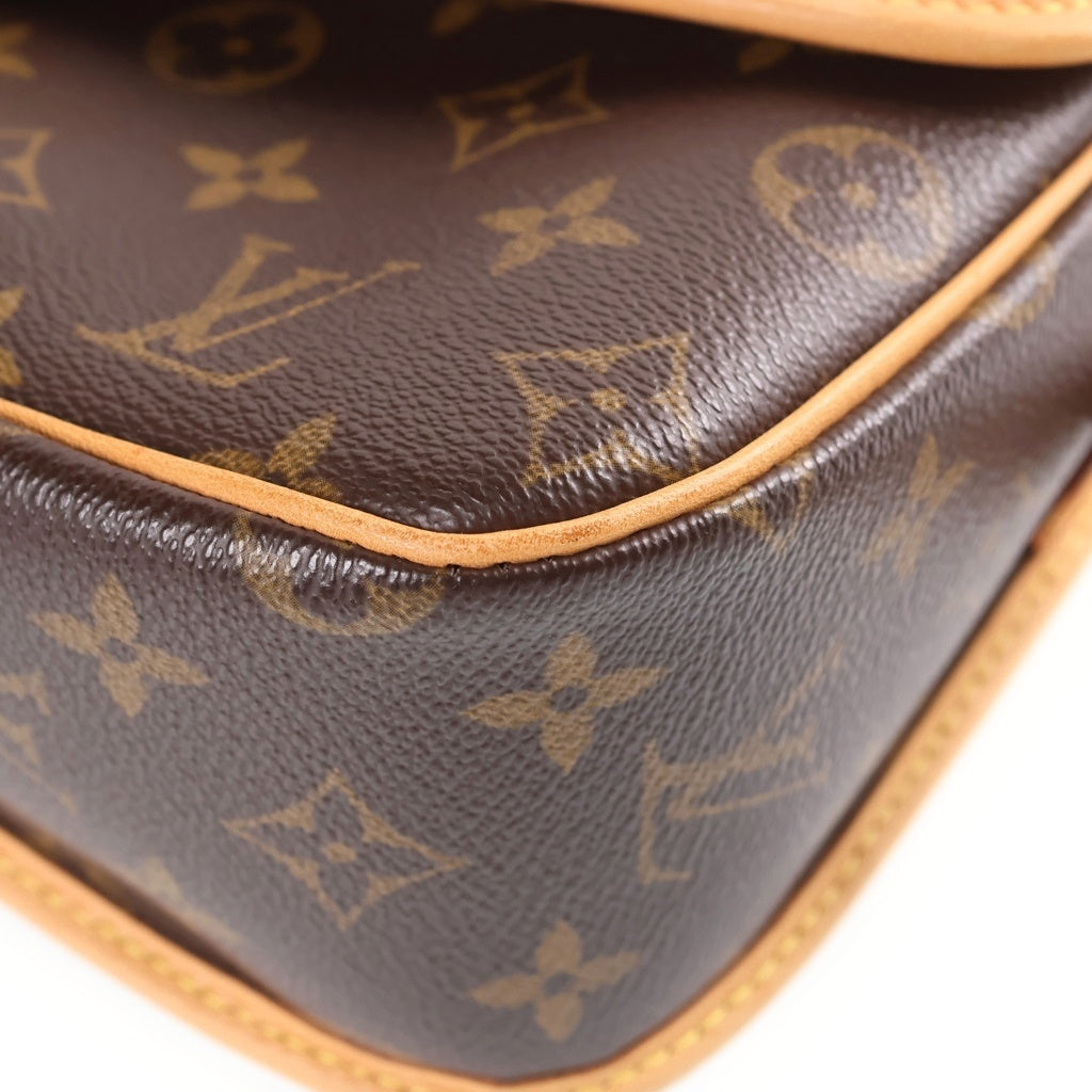 LOUIS VUITTON(ルイヴィトン) モノグラム ソローニュ ワンショルダーバッグ ブラウン レザー×PVC M42250 ゴールド金具 レディース