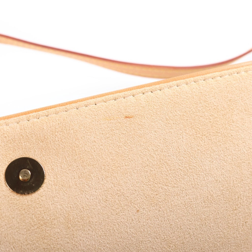 LOUIS VUITTON(ルイヴィトン) モノグラム ポシェットツインGM ミニショルダーバッグ ブラウン レザー×PVC M51852 ゴールド金具 レディース
