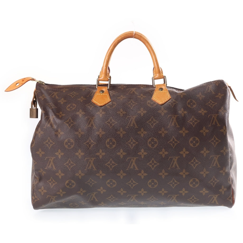 LOUIS VUITTON(ルイヴィトン) モノグラム スピーディ40 ハンドバッグ ボストンバッグ ブラウン レザー×PVC M41522 ゴールド金具 レディース