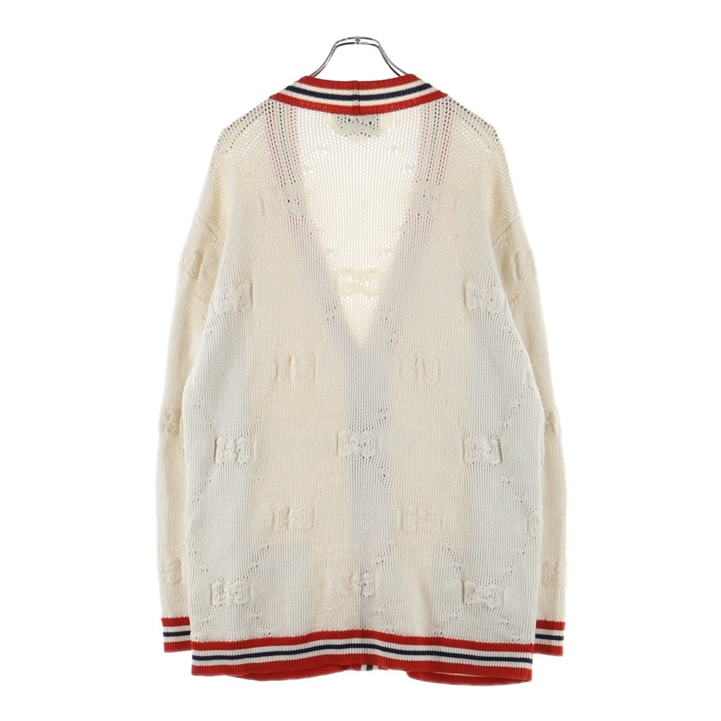 GUCCI(グッチ) シルヴィ ウェブ ニット カーディガン ホワイト×レッド 574182 XKARR