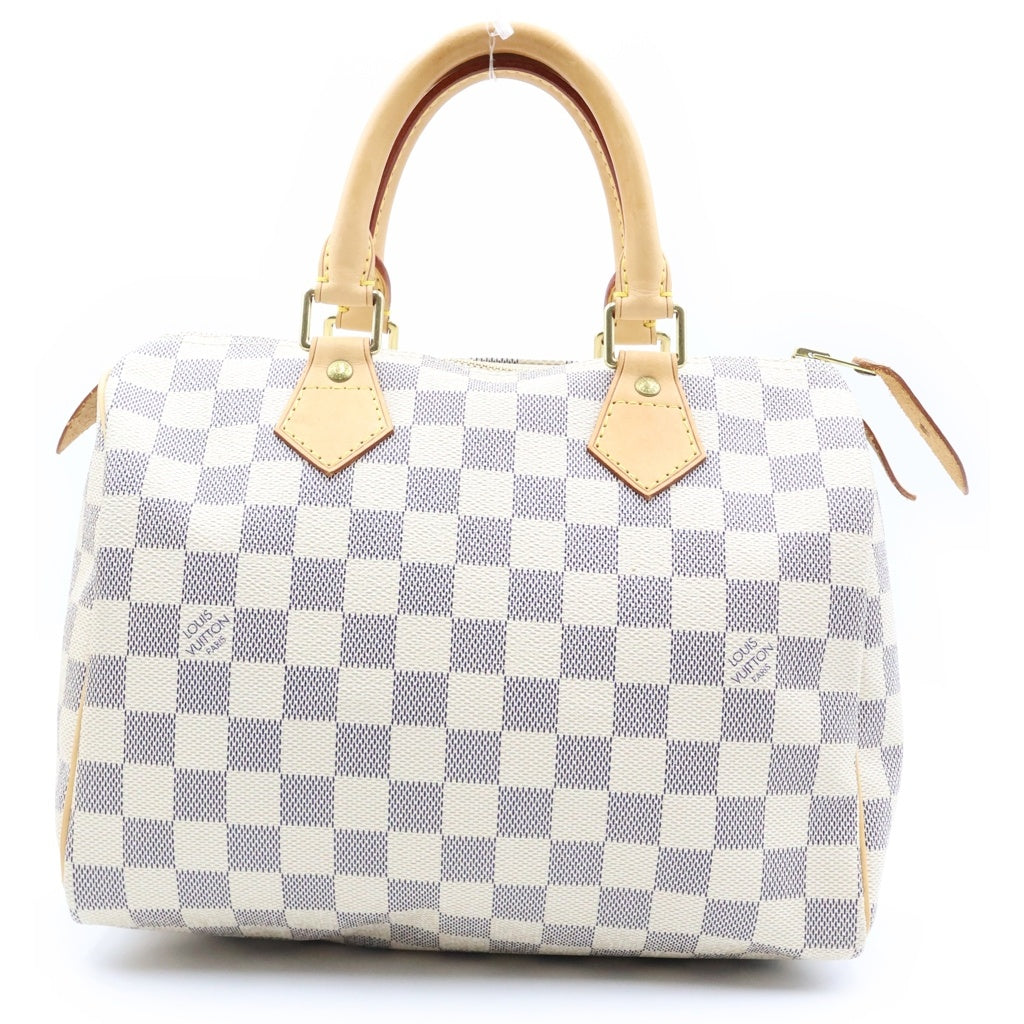 LOUIS VUITTON(ルイヴィトン) ダミエアズール スピーディ25 ハンドバッグ ボストンバッグ アイボリー レザー×PVC N41534 ゴールド金具 レディース