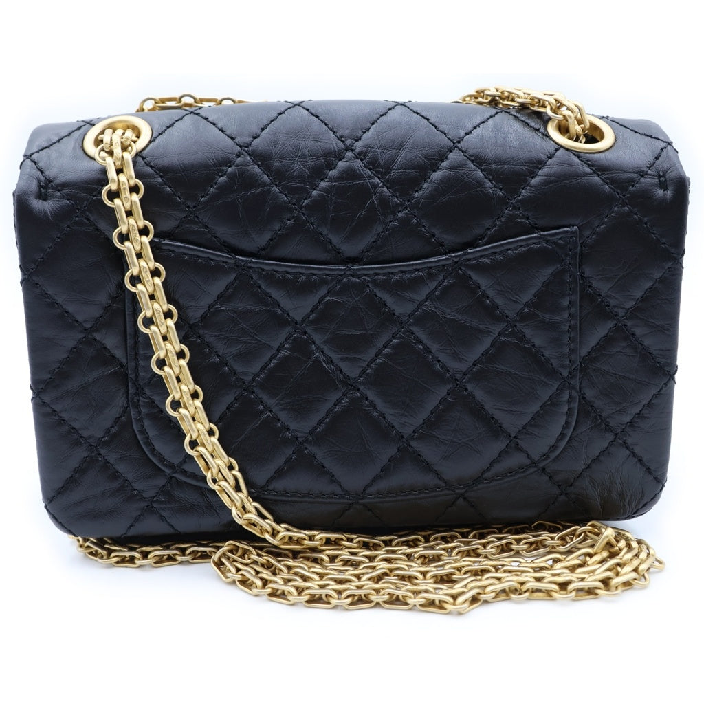 CHANEL(シャネル) 2.55 エイジドカーフスキンミニチェーンショルダーバッグ ブラック ゴールド金具 AS0874 レディース