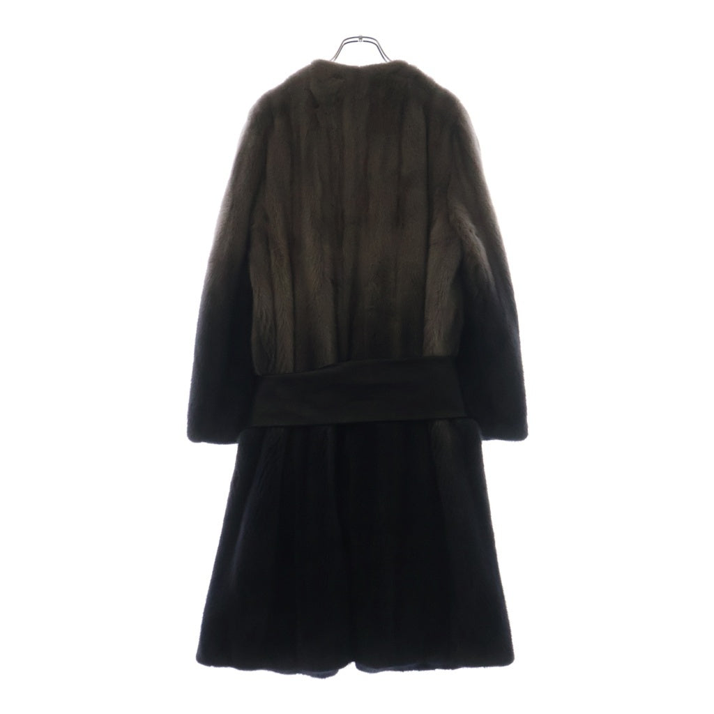 LOEWE(ロエベ) ノーカラーベルト付ミンクファーコート グレー レディース