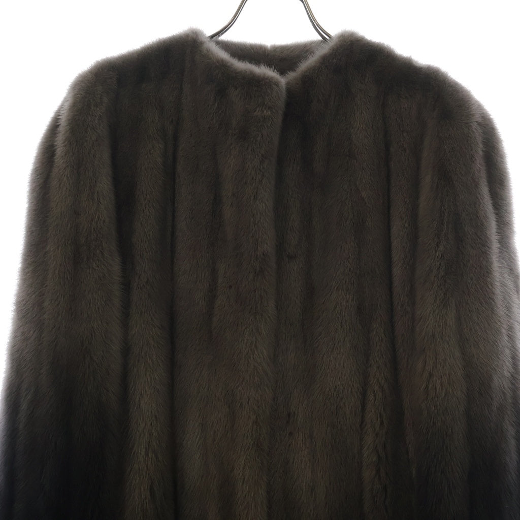 LOEWE(ロエベ) ノーカラーベルト付ミンクファーコート グレー レディース