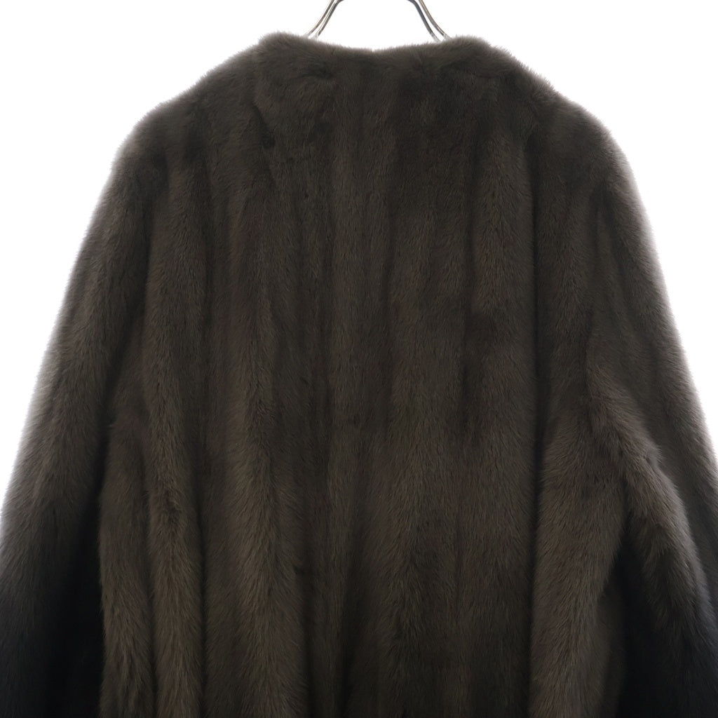LOEWE(ロエベ) ノーカラーベルト付ミンクファーコート グレー レディース