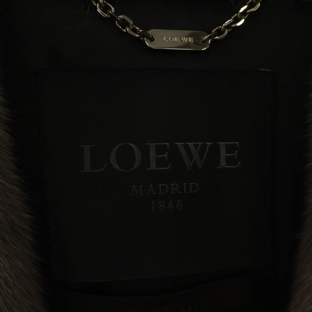 LOEWE(ロエベ) ノーカラーベルト付ミンクファーコート グレー レディース
